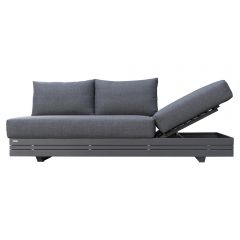 Zebra Cubo Lounge 3-Sitzer Aluminium graphit, inkl. Olefin Kissen dark grey, beidseitige Verstellung