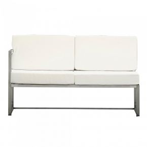 Jan Kurtz 2-Sitzer Sofa LUX LOUNGE, Edelstahl mit Armlehne links, inkl. Kissen mit Polyacryl-Bezug weiß