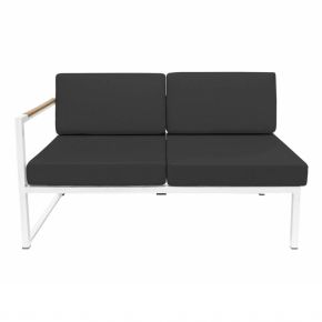 Jan Kurtz 2-Sitzer Sofa LUX LOUNGE, Edelstahl weiß mit Armlehne links, inkl. Kissen mit Polyacryl-Bezug schwarz