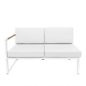 Jan Kurtz 2-Sitzer Sofa LUX LOUNGE, Edelstahl weiß mit Armlehne links, inkl. Kissen mit Polyacryl-Bezug weiß