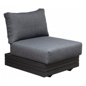 Zebra Cubo Lounge 1-Sitzer, Aluminium graphite, ikl. Olefin-Kissen dark grey, Rücken einklappbar