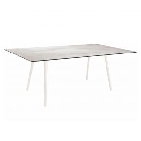 Stern Tisch 180x100cm Interno Rundrohr konisch Aluminium weiß/ Silverstar 2.0 Zement hell